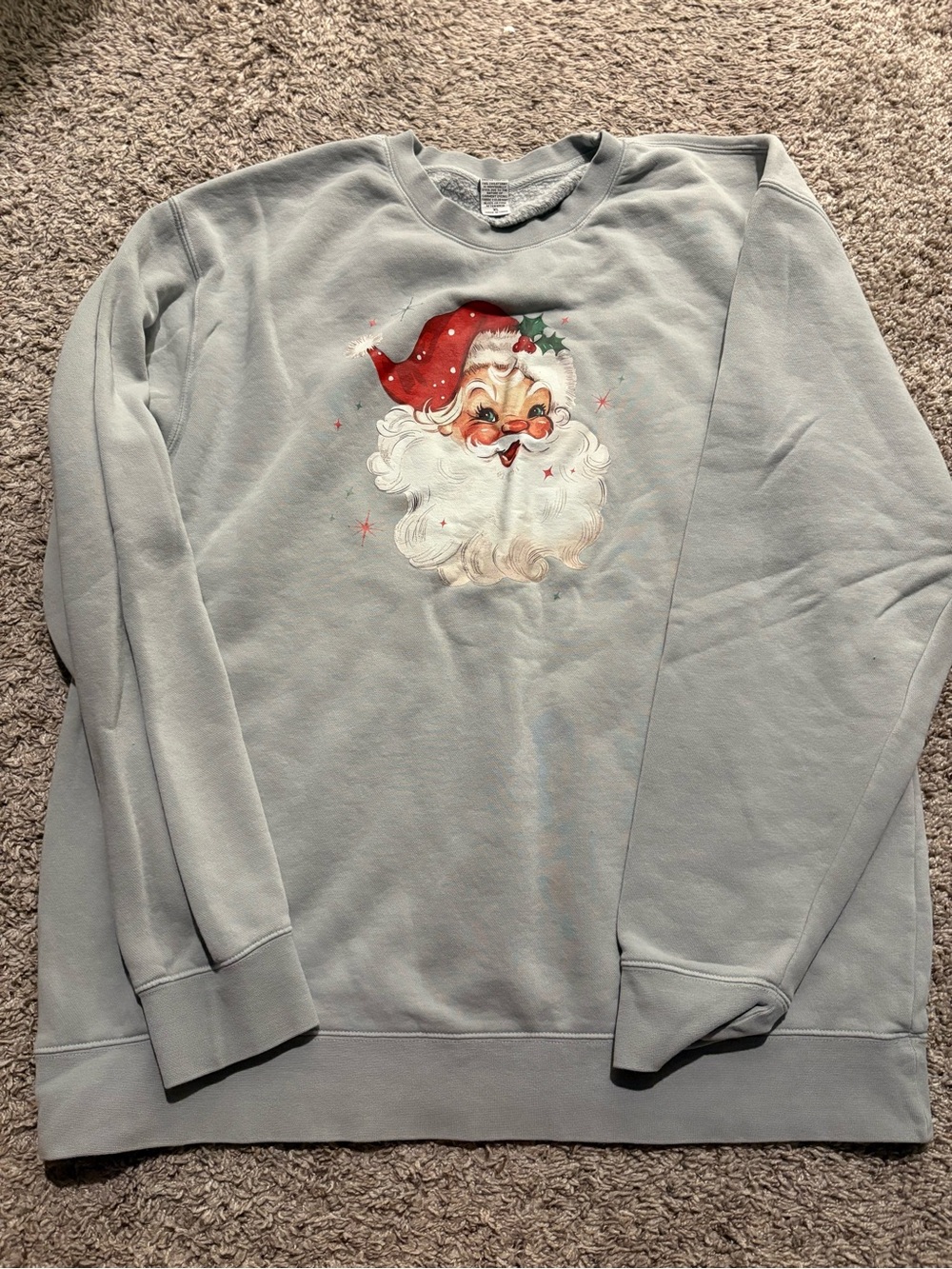 Sage Santa Graphic Crew Sweatshirt